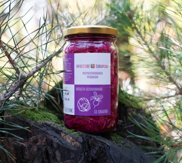 Ферментированная продукция капуста квашенная/свекла 350г.